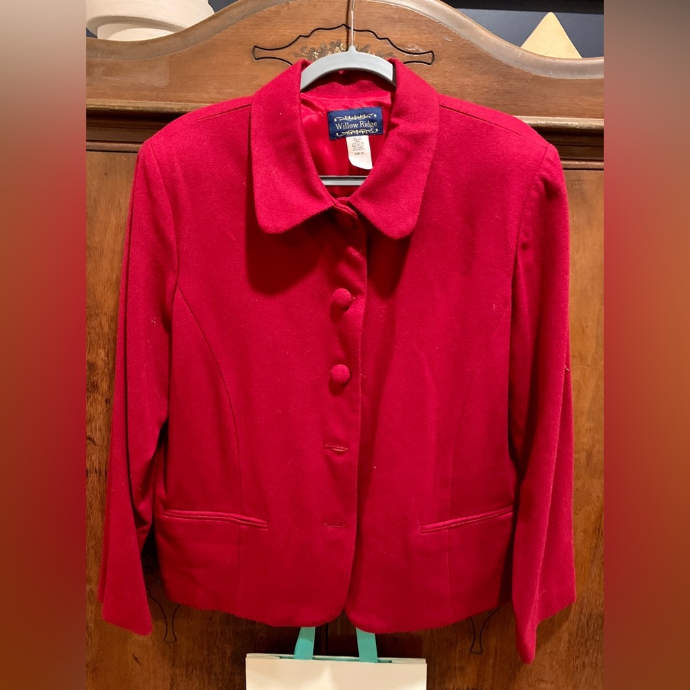 Willow Ridge Blazer, Size 16, 100% Wool, Red